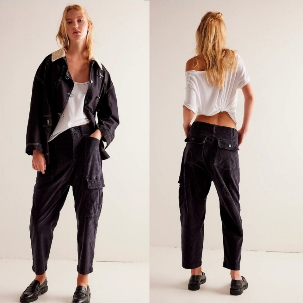 NWOT Free People Bay To Breakers Black corduroy Pants Small